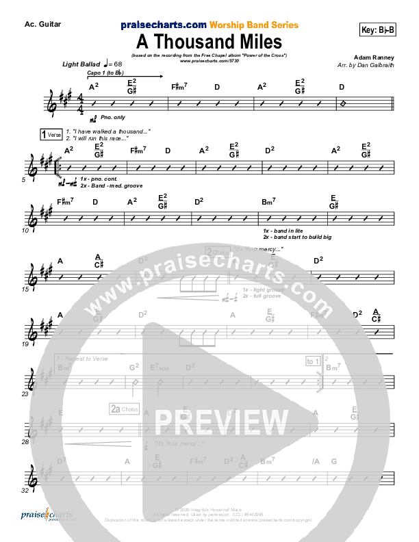 A Thousand Miles Acoustic Guitar (Free Chapel)