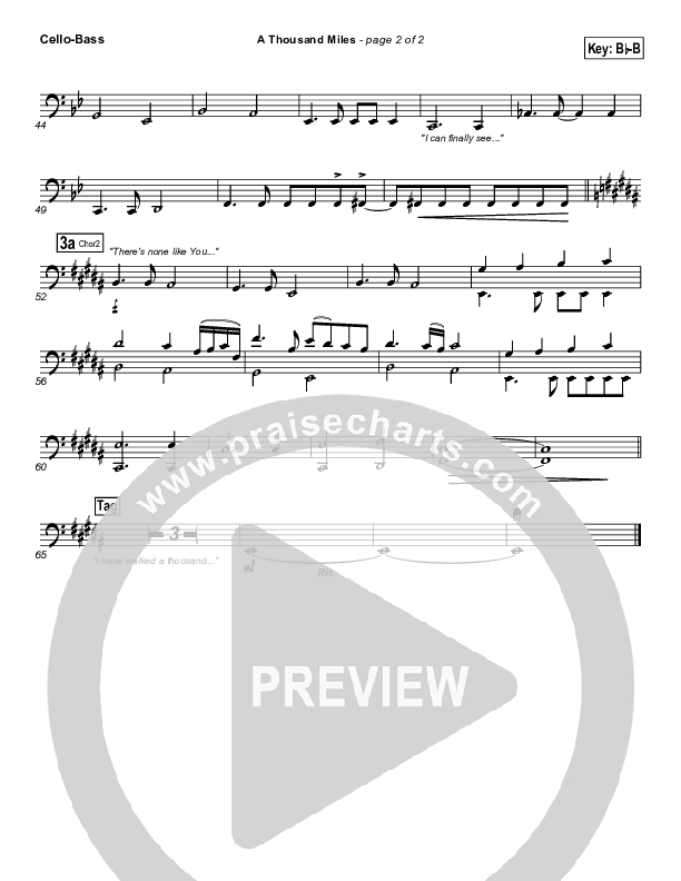 A Thousand Miles Cello/Bass (Free Chapel)