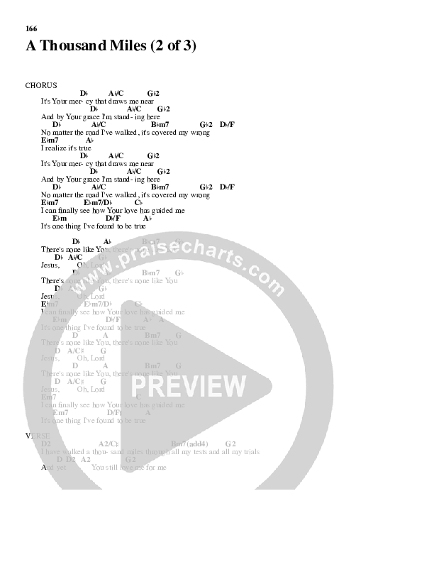 A Thousand Miles Chord Chart (Free Chapel)