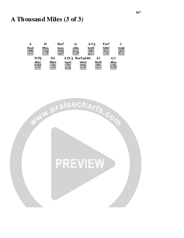 A Thousand Miles Chord Chart (Free Chapel)