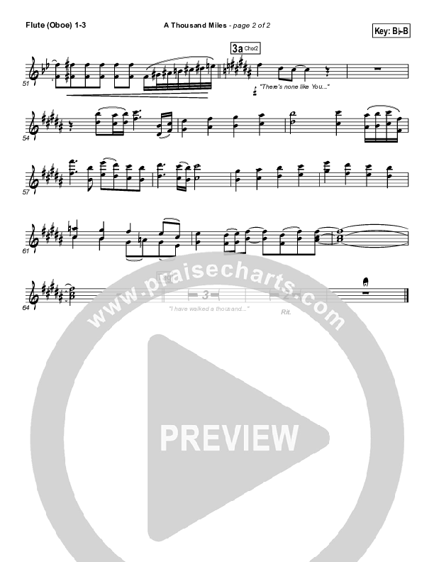 A Thousand Miles Flute/Oboe 1/2/3 (Free Chapel)