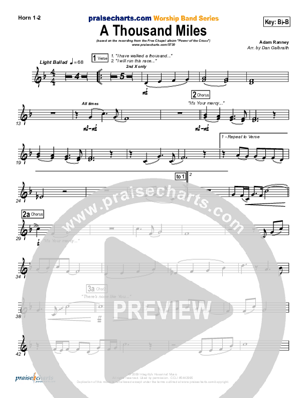 A Thousand Miles French Horn 1/2 (Free Chapel)