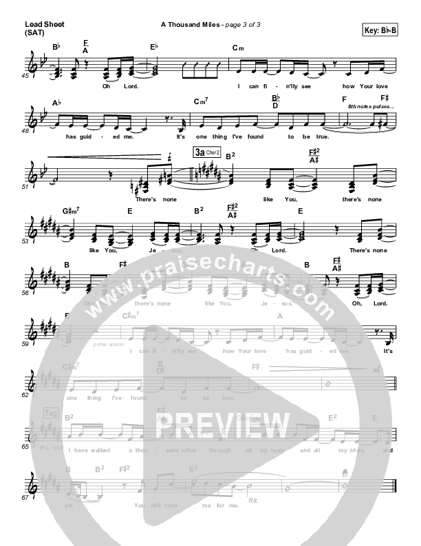 A Thousand Miles Lead Sheet (Free Chapel)