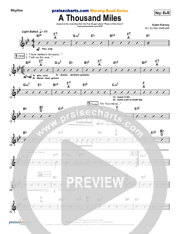 A Thousand Miles Rhythm Chart (Free Chapel)