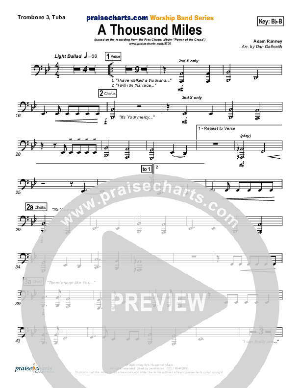 A Thousand Miles Trombone 3/Tuba (Free Chapel)