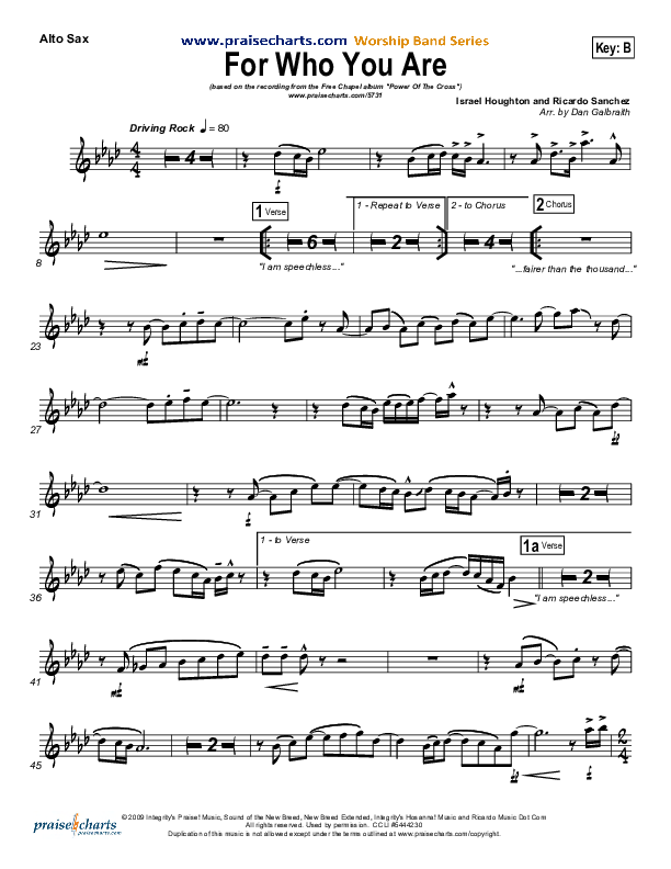 For Who You Are Alto Sax (Free Chapel)