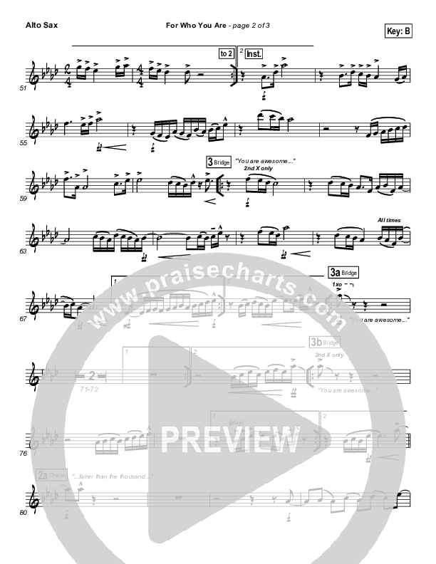 For Who You Are Alto Sax (Free Chapel)