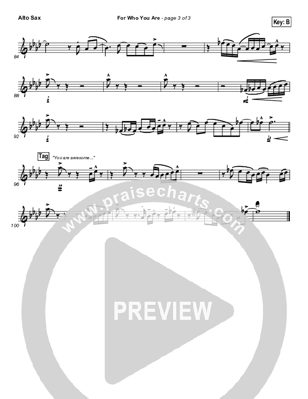 For Who You Are Alto Sax (Free Chapel)