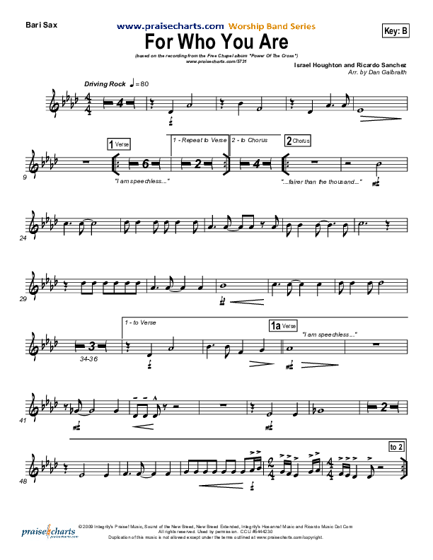 For Who You Are Bari Sax (Free Chapel)