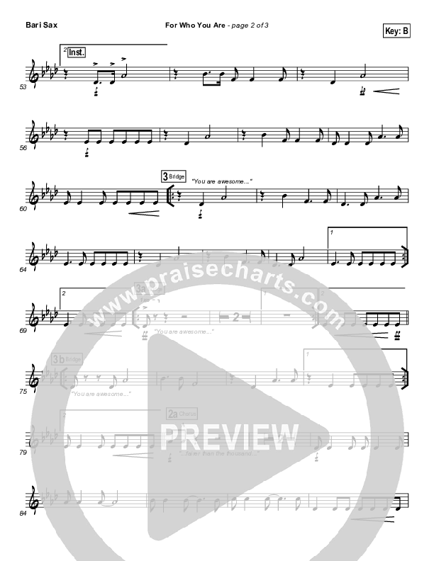 For Who You Are Bari Sax (Free Chapel)