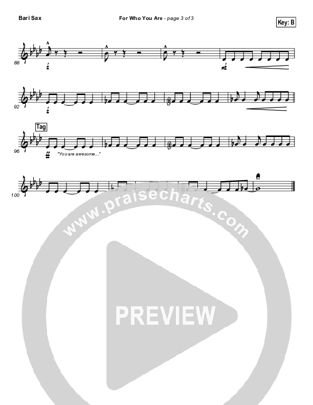 For Who You Are Bari Sax (Free Chapel)