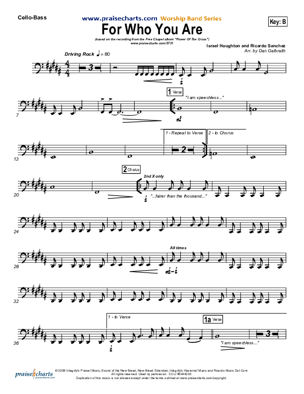 For Who You Are Cello/Bass (Free Chapel)