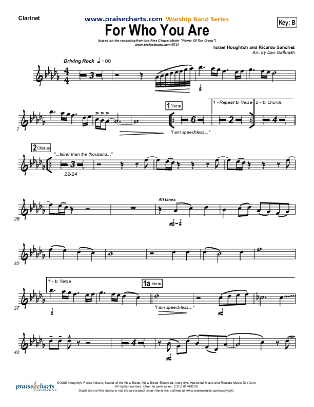 For Who You Are Clarinet (Free Chapel)