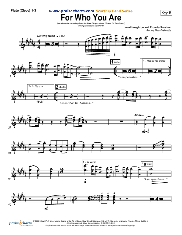 For Who You Are Flute/Oboe 1/2/3 (Free Chapel)