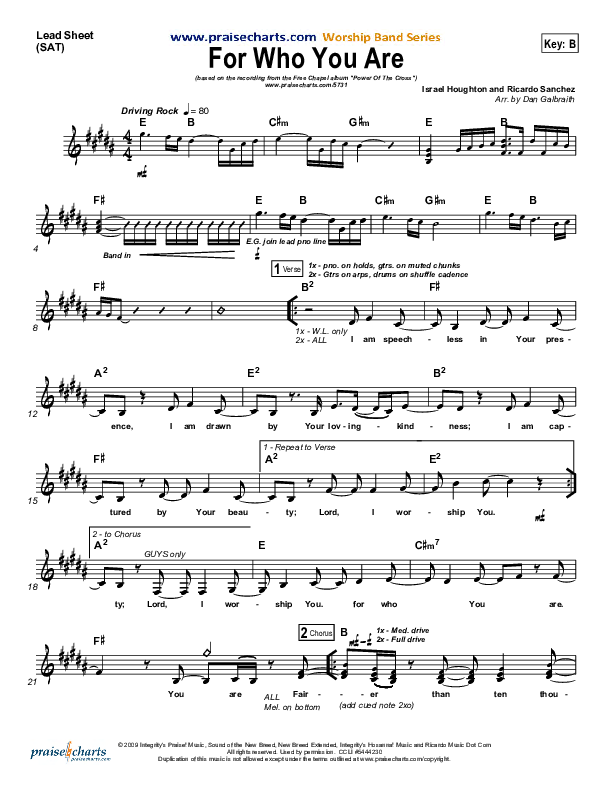For Who You Are Lead Sheet (Free Chapel)