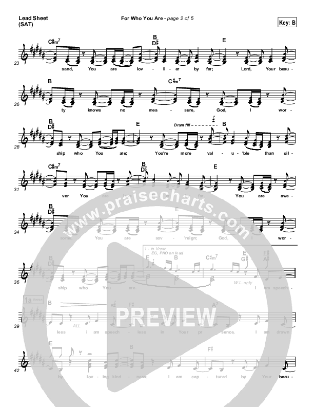 For Who You Are Lead Sheet (Free Chapel)