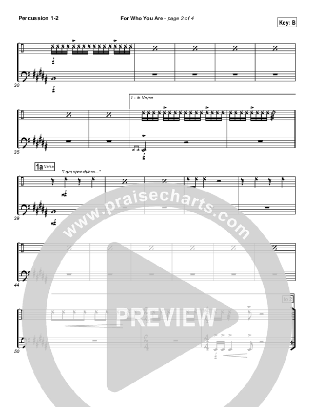 For Who You Are Percussion 1/2 (Free Chapel)