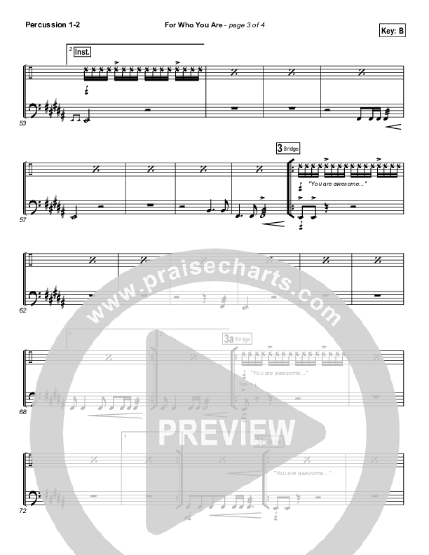 For Who You Are Percussion 1/2 (Free Chapel)