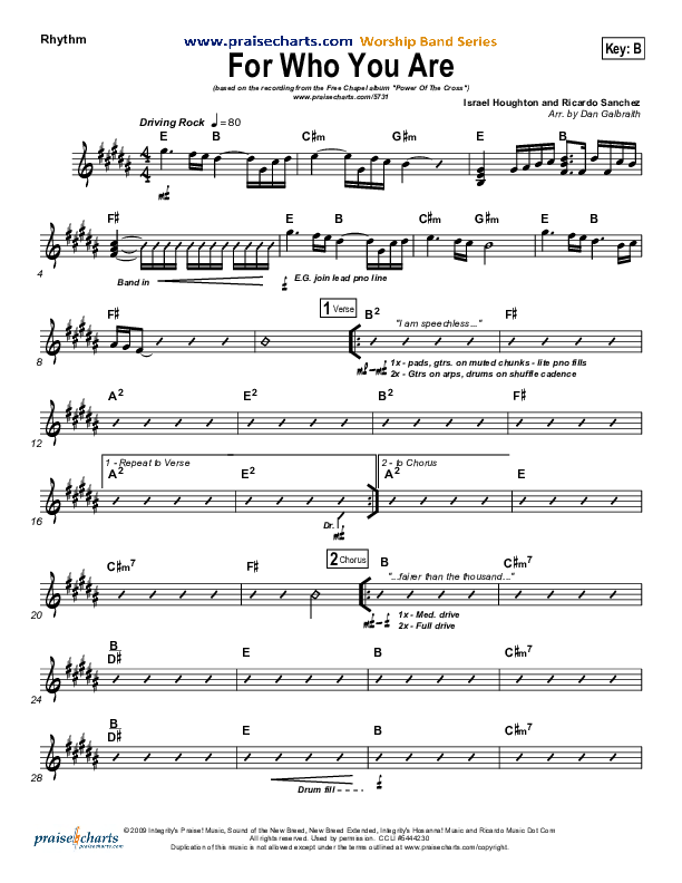 For Who You Are Rhythm Chart (Free Chapel)