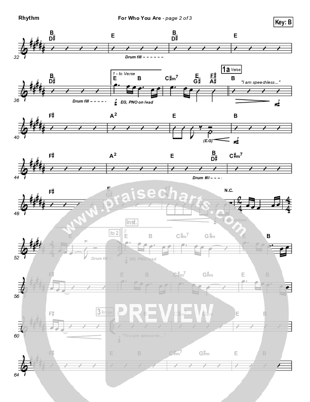 For Who You Are Rhythm Chart (Free Chapel)