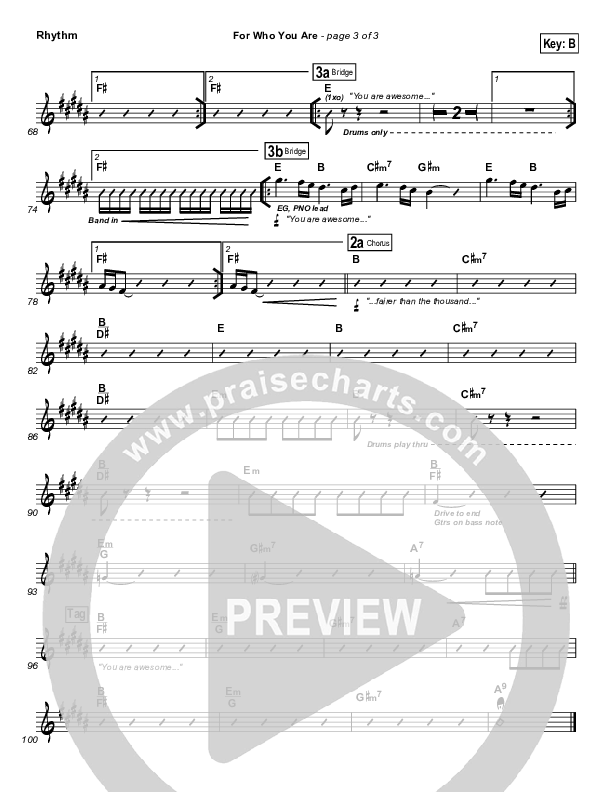 For Who You Are Rhythm Chart (Free Chapel)
