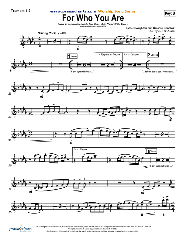 For Who You Are Trumpet 1,2 (Free Chapel)