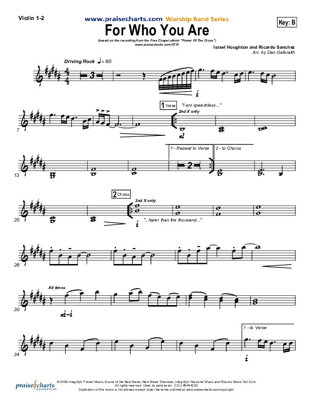 For Who You Are Violin 1/2 (Free Chapel)