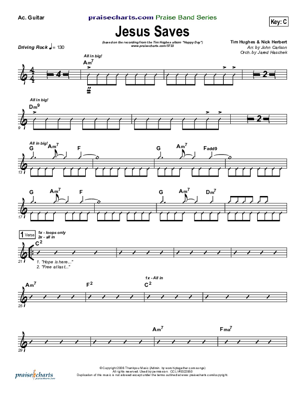 Jesus Saves Acoustic Guitar (Tim Hughes)