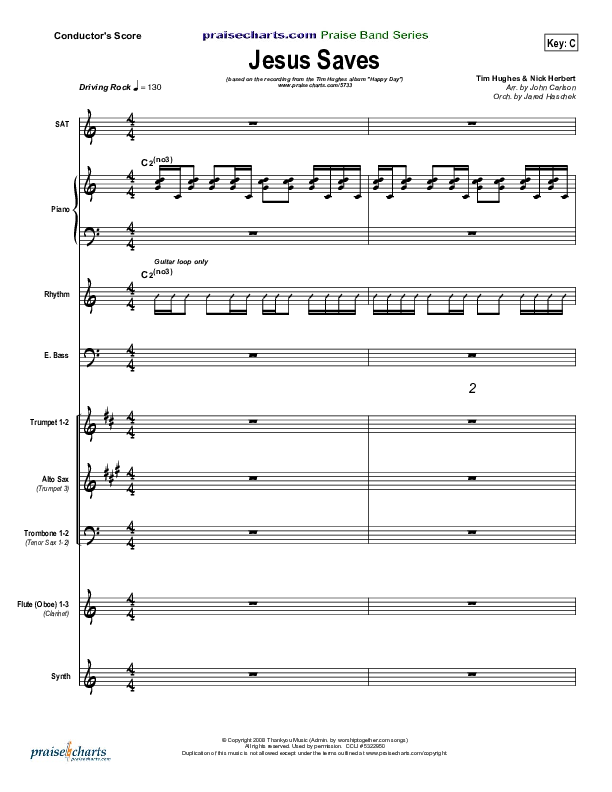 Jesus Saves Conductor's Score (Tim Hughes)