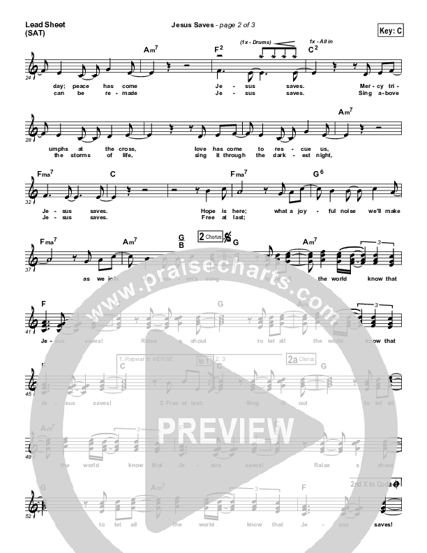 Jesus Saves Lead Sheet (SAT) (Tim Hughes)