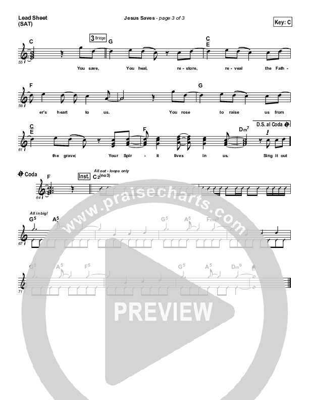 Jesus Saves Lead Sheet (SAT) (Tim Hughes)