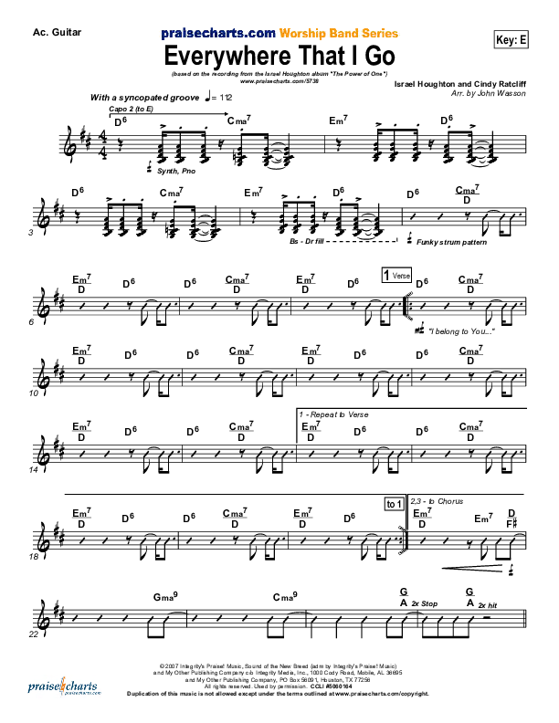 Everywhere That I Go Acoustic Guitar (Israel Houghton)