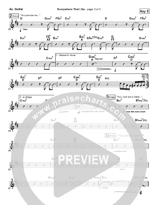 Everywhere That I Go Acoustic Guitar (Israel Houghton)