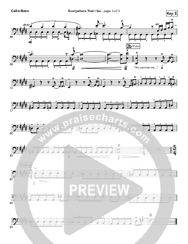 Everywhere That I Go Cello/Bass (Israel Houghton)