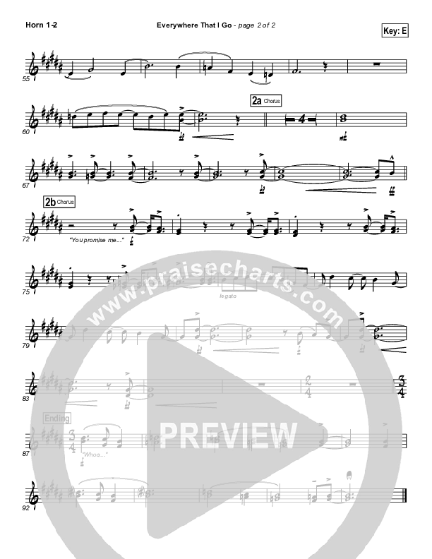 Everywhere That I Go French Horn 1/2 (Israel Houghton)