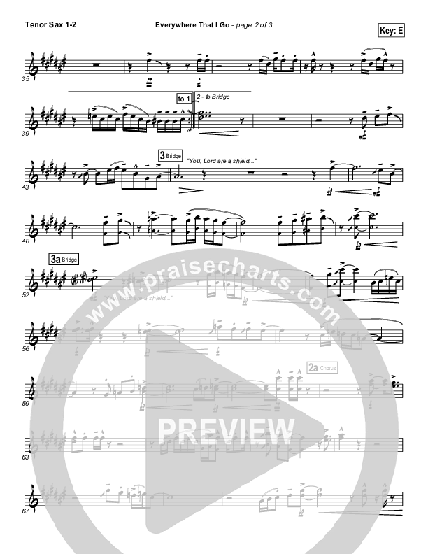 Everywhere That I Go Tenor Sax 1/2 (Israel Houghton)