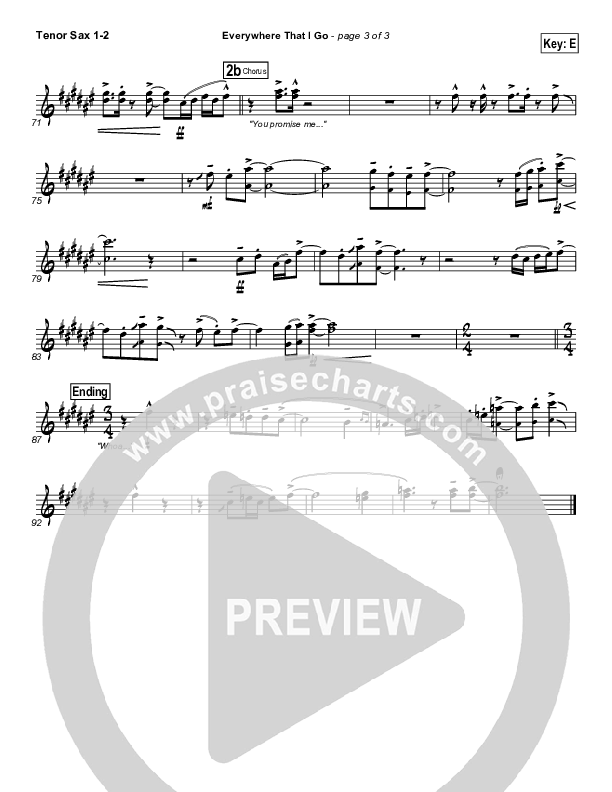 Everywhere That I Go Tenor Sax 1/2 (Israel Houghton)