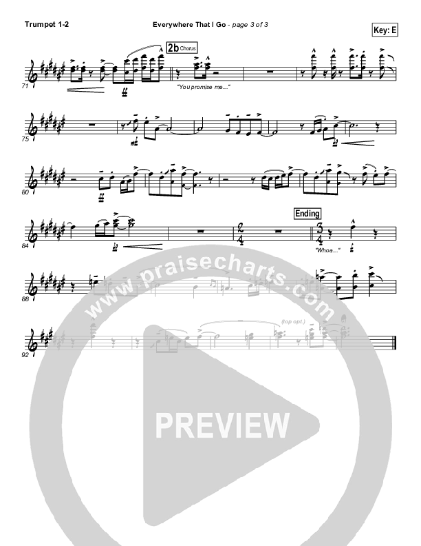 Everywhere That I Go Trumpet 1,2 (Israel Houghton)