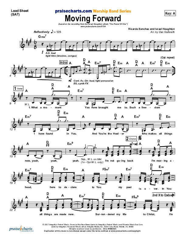 Moving Forward Lead Sheet (SAT) (Israel Houghton)
