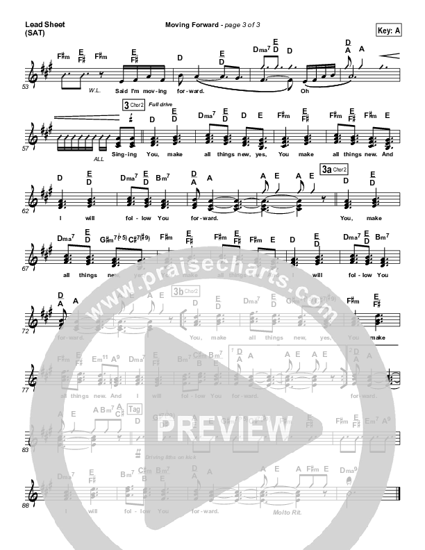 Moving Forward Lead Sheet (SAT) (Israel Houghton)