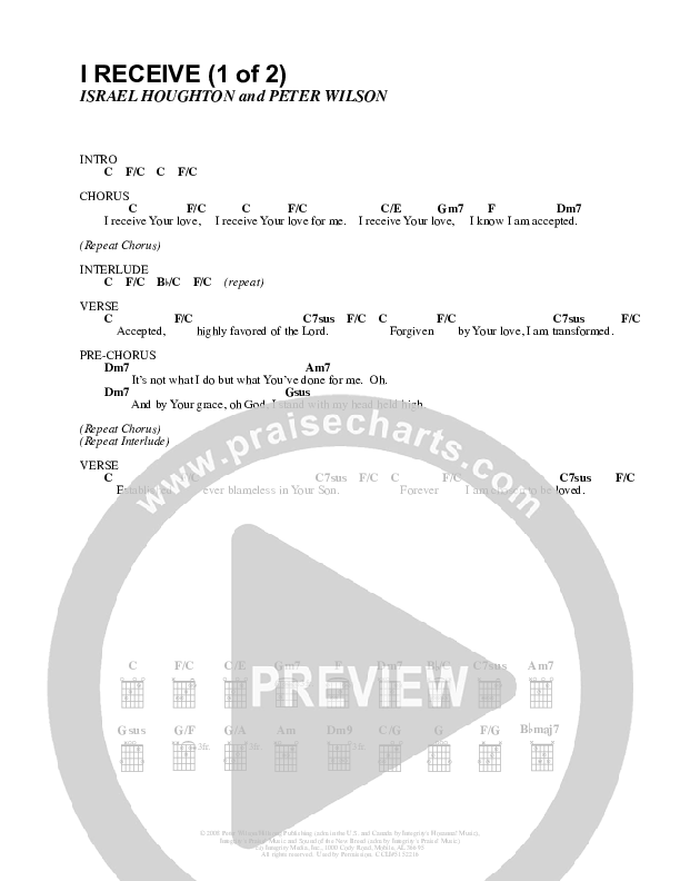 I Receive Chord Chart (Israel Houghton)