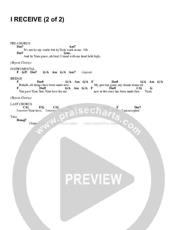 I Receive Chord Chart (Israel Houghton)