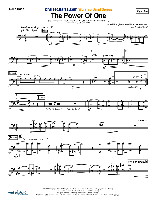 The Power of One Cello/Bass (Israel Houghton)