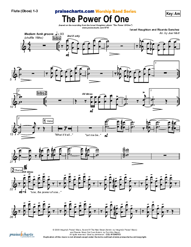 The Power of One Flute/Oboe 1/2/3 (Israel Houghton)