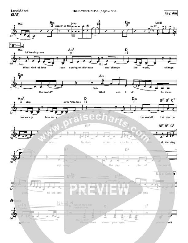 The Power of One Lead Sheet (Israel Houghton)