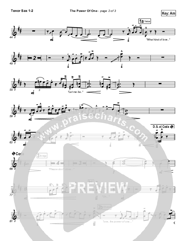 The Power of One Tenor Sax 1/2 (Israel Houghton)