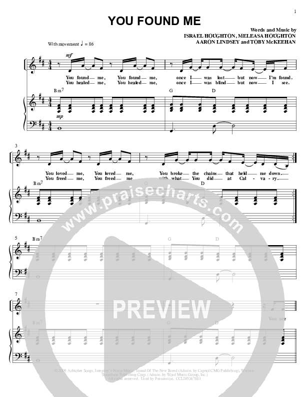 You Found Me Lead Sheet (Israel Houghton)