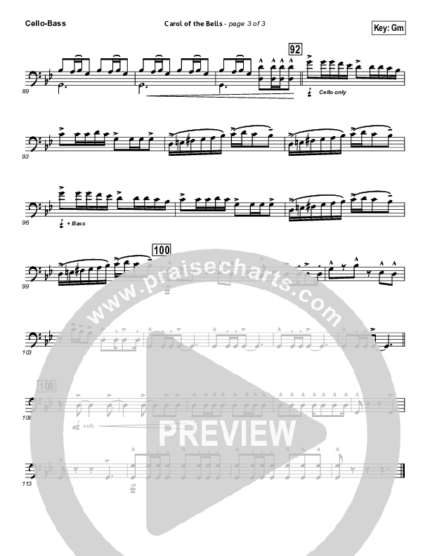 Carol Of The Bells (Instrumental) Cello/Bass (John Wasson)