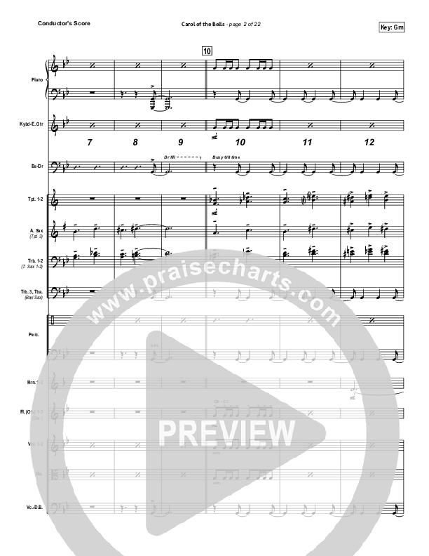 Carol Of The Bells (Instrumental) Conductor's Score (John Wasson)