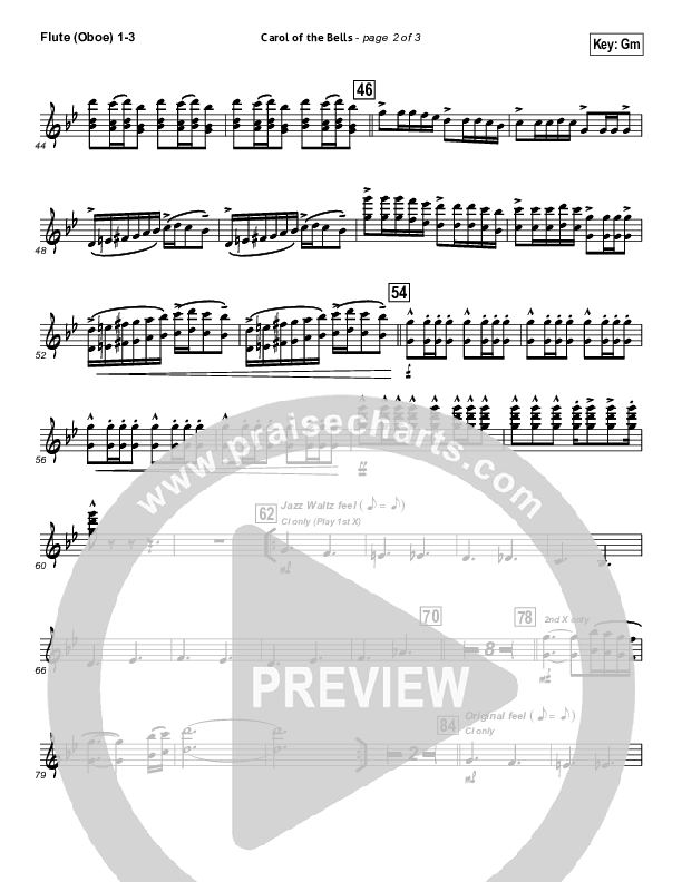 Carol Of The Bells (Instrumental) Flute/Oboe 1/2/3 (John Wasson)